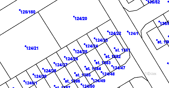 Parcela st. 124/24 v KÚ Veltrusy, Katastrální mapa