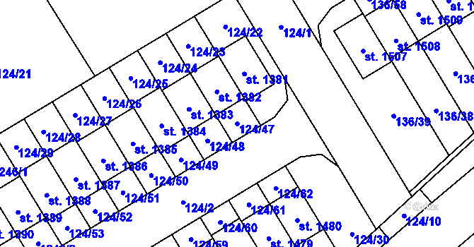Parcela st. 124/47 v KÚ Veltrusy, Katastrální mapa