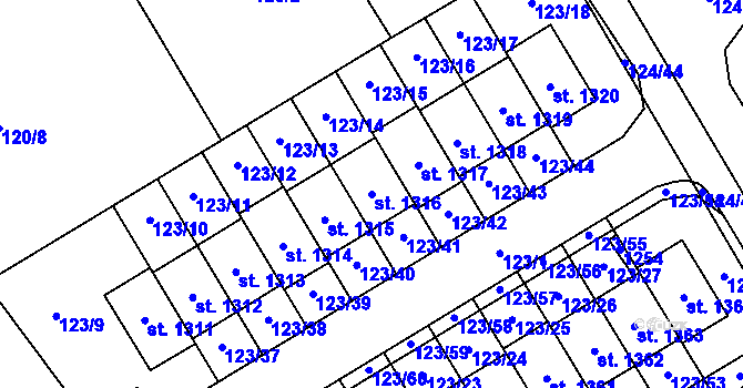 Parcela st. 1316 v KÚ Veltrusy, Katastrální mapa