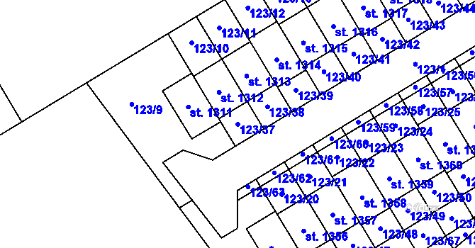 Parcela st. 123/37 v KÚ Veltrusy, Katastrální mapa