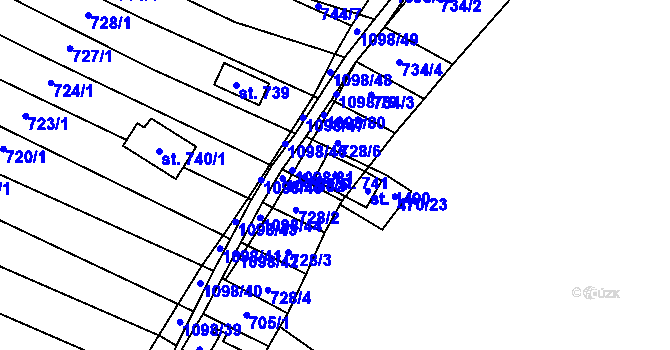 Parcela st. 741 v KÚ Veltrusy, Katastrální mapa