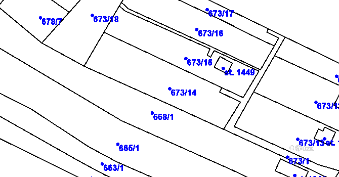 Parcela st. 673/14 v KÚ Veltrusy, Katastrální mapa