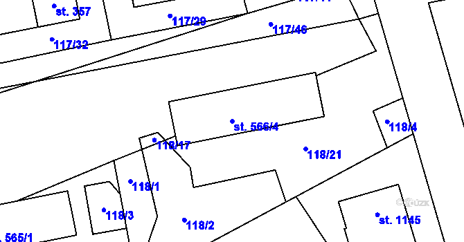 Parcela st. 566/4 v KÚ Veltrusy, Katastrální mapa