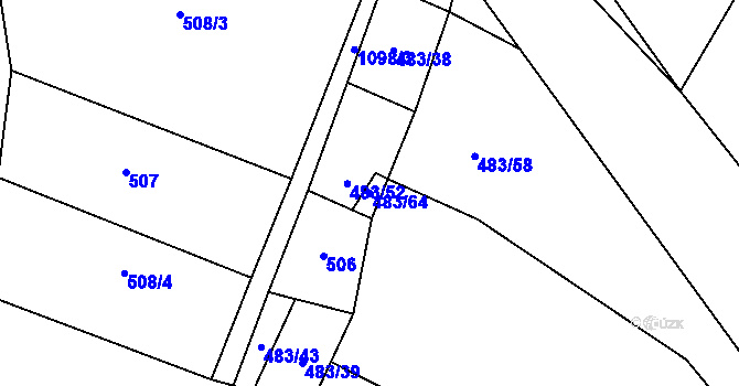 Parcela st. 483/64 v KÚ Veltrusy, Katastrální mapa