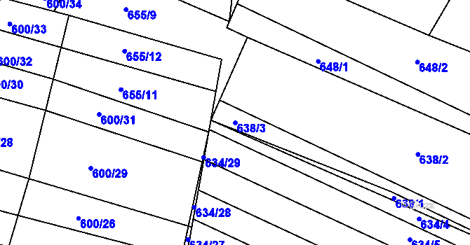 Parcela st. 638/3 v KÚ Veltrusy, Katastrální mapa