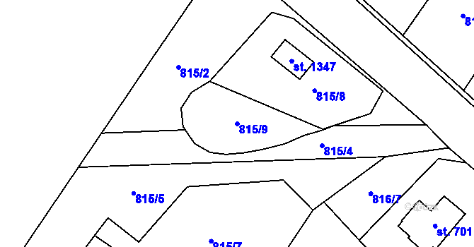 Parcela st. 815/9 v KÚ Veltrusy, Katastrální mapa