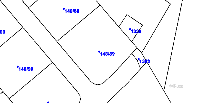 Parcela st. 148/89 v KÚ Veltrusy, Katastrální mapa