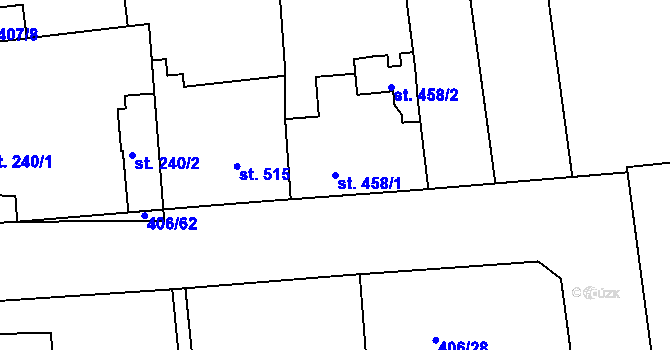 Parcela st. 458/1 v KÚ Veltrusy, Katastrální mapa