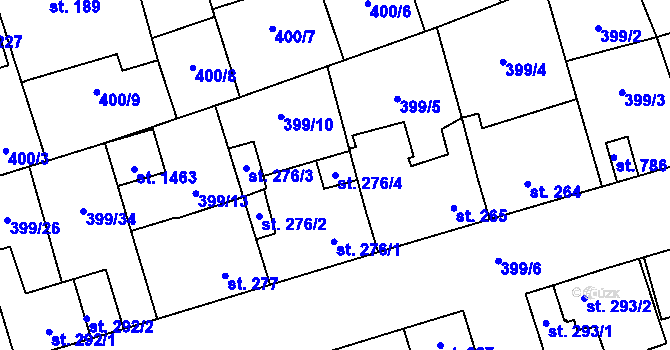 Parcela st. 276/4 v KÚ Veltrusy, Katastrální mapa