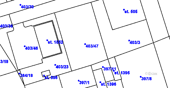 Parcela st. 403/47 v KÚ Veltrusy, Katastrální mapa