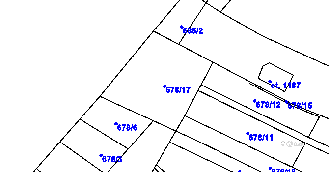 Parcela st. 678/17 v KÚ Veltrusy, Katastrální mapa