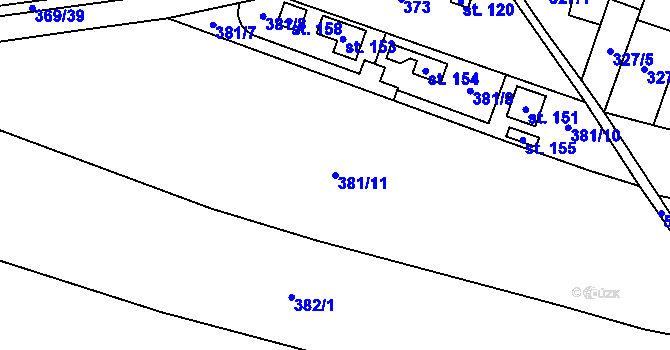 Parcela st. 381/11 v KÚ Velká Bučina, Katastrální mapa