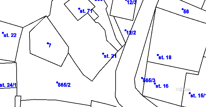 Parcela st. 21 v KÚ Velká Bučina, Katastrální mapa