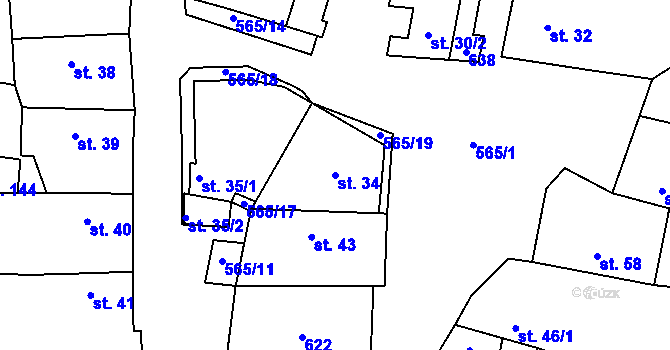 Parcela st. 34 v KÚ Velká Bučina, Katastrální mapa