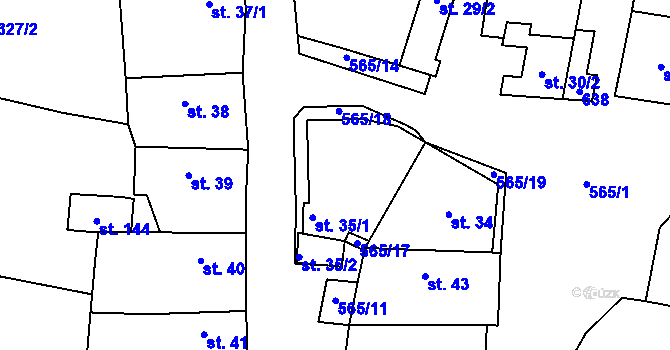 Parcela st. 35 v KÚ Velká Bučina, Katastrální mapa