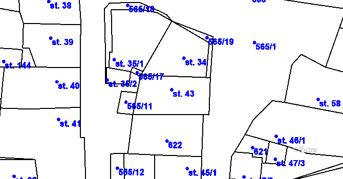 Parcela st. 43 v KÚ Velká Bučina, Katastrální mapa