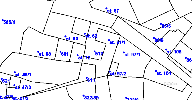 Parcela st. 61/2 v KÚ Velká Bučina, Katastrální mapa