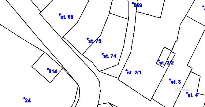 Parcela st. 74 v KÚ Velká Bučina, Katastrální mapa