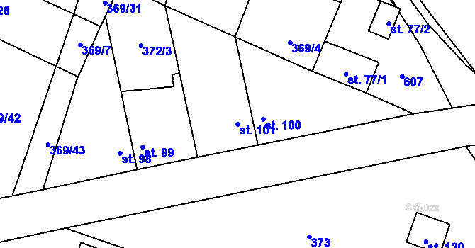 Parcela st. 101 v KÚ Velká Bučina, Katastrální mapa
