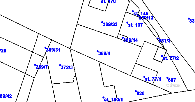 Parcela st. 369/4 v KÚ Velká Bučina, Katastrální mapa
