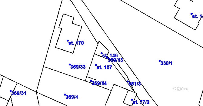 Parcela st. 146 v KÚ Velká Bučina, Katastrální mapa