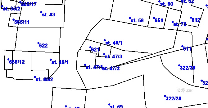 Parcela st. 47/3 v KÚ Velká Bučina, Katastrální mapa