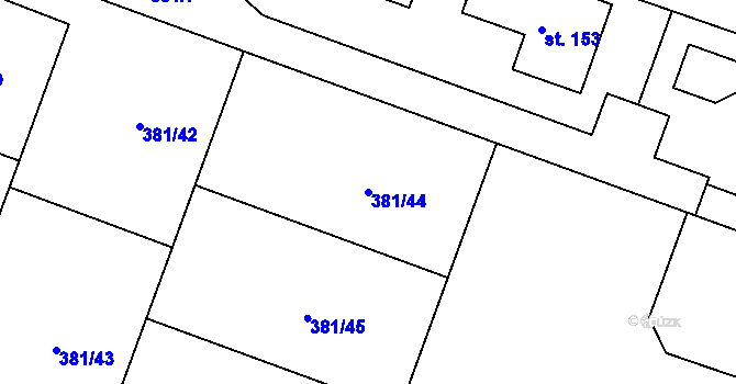Parcela st. 381/44 v KÚ Velká Bučina, Katastrální mapa