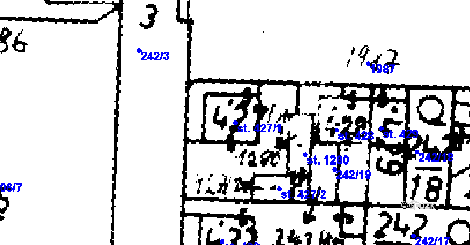 Parcela st. 427/1 v KÚ Velvary, Katastrální mapa