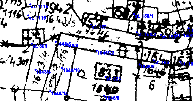 Parcela st. 1646/22 v KÚ Velvary, Katastrální mapa