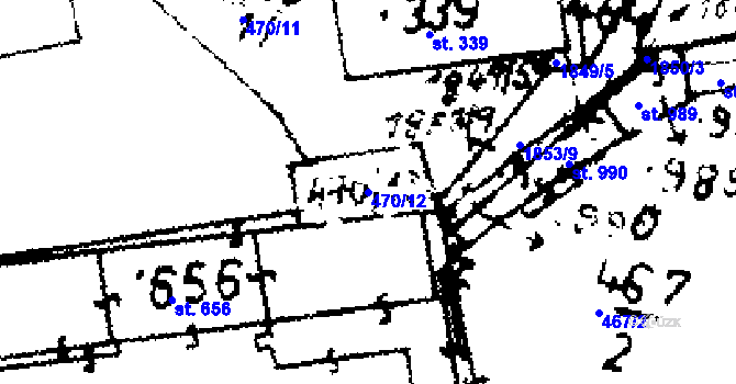 Parcela st. 470/12 v KÚ Velvary, Katastrální mapa