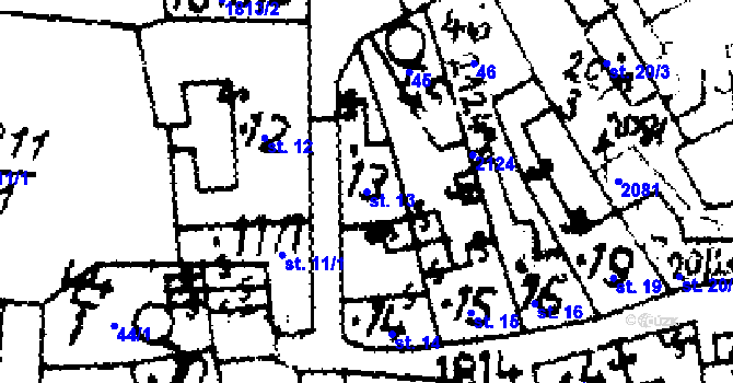 Parcela st. 13 v KÚ Velvary, Katastrální mapa