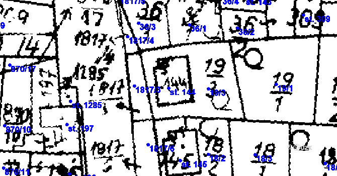 Parcela st. 144 v KÚ Velvary, Katastrální mapa