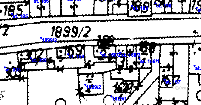 Parcela st. 168/2 v KÚ Velvary, Katastrální mapa