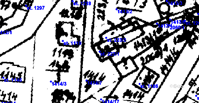 Parcela st. 223/1 v KÚ Velvary, Katastrální mapa