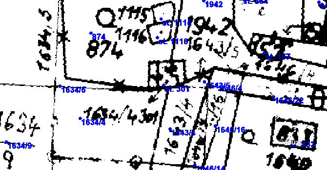 Parcela st. 301 v KÚ Velvary, Katastrální mapa