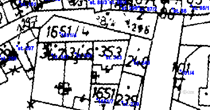 Parcela st. 353 v KÚ Velvary, Katastrální mapa