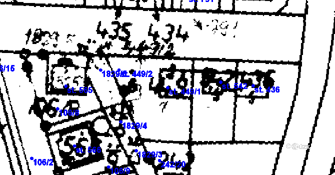 Parcela st. 449/1 v KÚ Velvary, Katastrální mapa