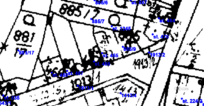 Parcela st. 465 v KÚ Velvary, Katastrální mapa
