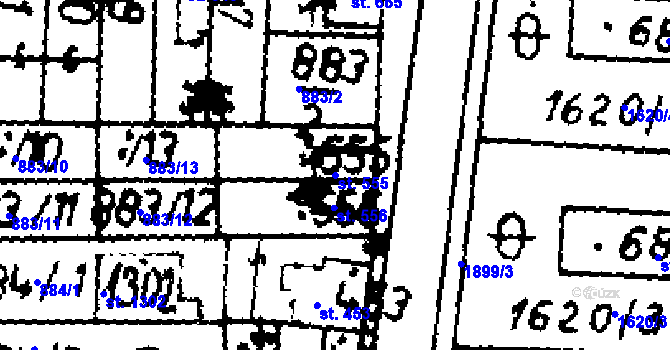 Parcela st. 555 v KÚ Velvary, Katastrální mapa