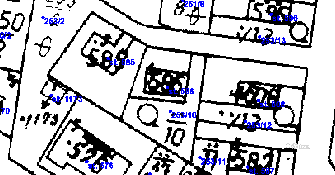 Parcela st. 586 v KÚ Velvary, Katastrální mapa