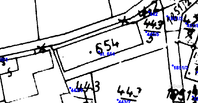Parcela st. 654 v KÚ Velvary, Katastrální mapa