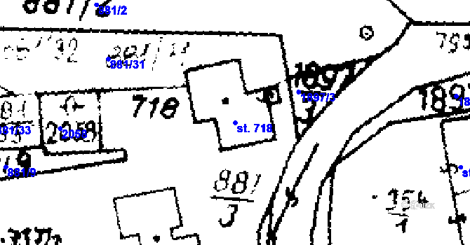 Parcela st. 718 v KÚ Velvary, Katastrální mapa