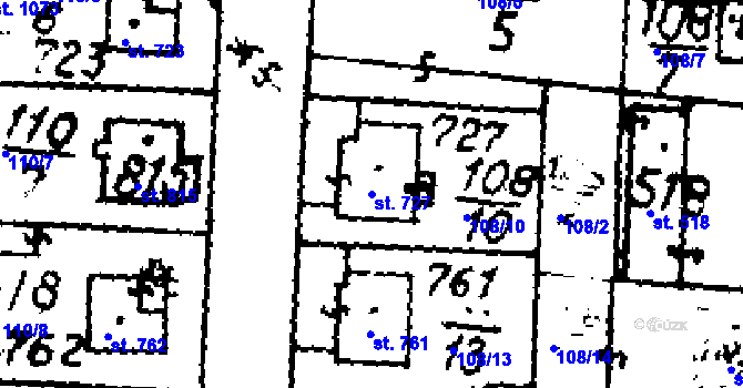 Parcela st. 727 v KÚ Velvary, Katastrální mapa