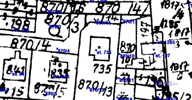 Parcela st. 735 v KÚ Velvary, Katastrální mapa