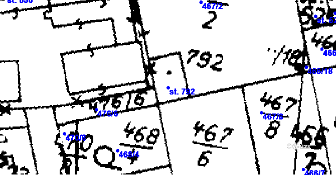 Parcela st. 792 v KÚ Velvary, Katastrální mapa