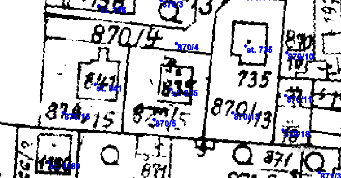 Parcela st. 835 v KÚ Velvary, Katastrální mapa