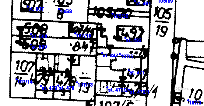Parcela st. 847 v KÚ Velvary, Katastrální mapa