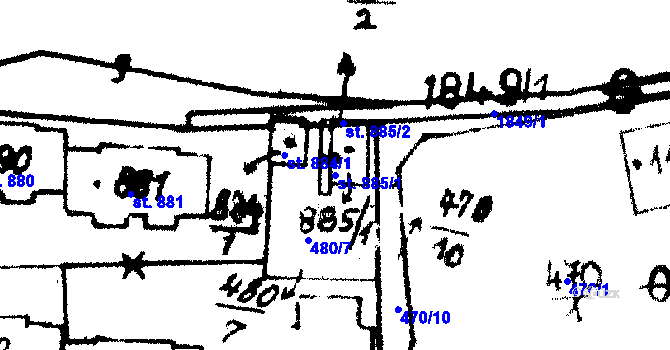 Parcela st. 885/1 v KÚ Velvary, Katastrální mapa