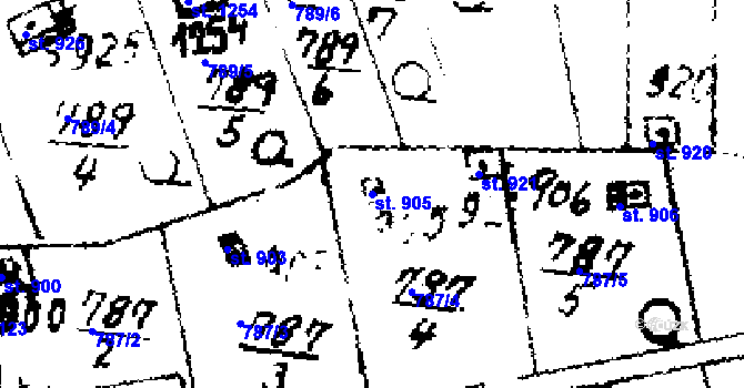Parcela st. 905 v KÚ Velvary, Katastrální mapa