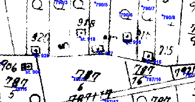 Parcela st. 917 v KÚ Velvary, Katastrální mapa